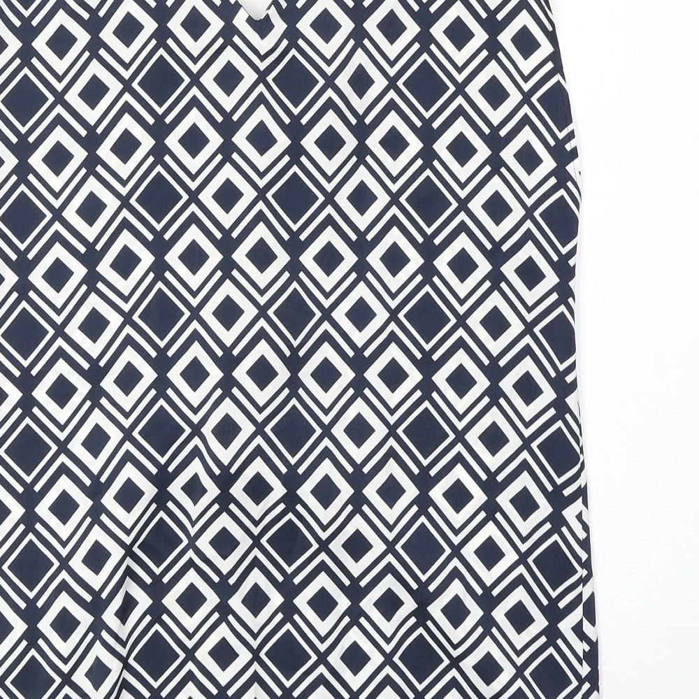 Marks and Womens Blue Geometric Polyester Basic Tank Size 6 V-Neck