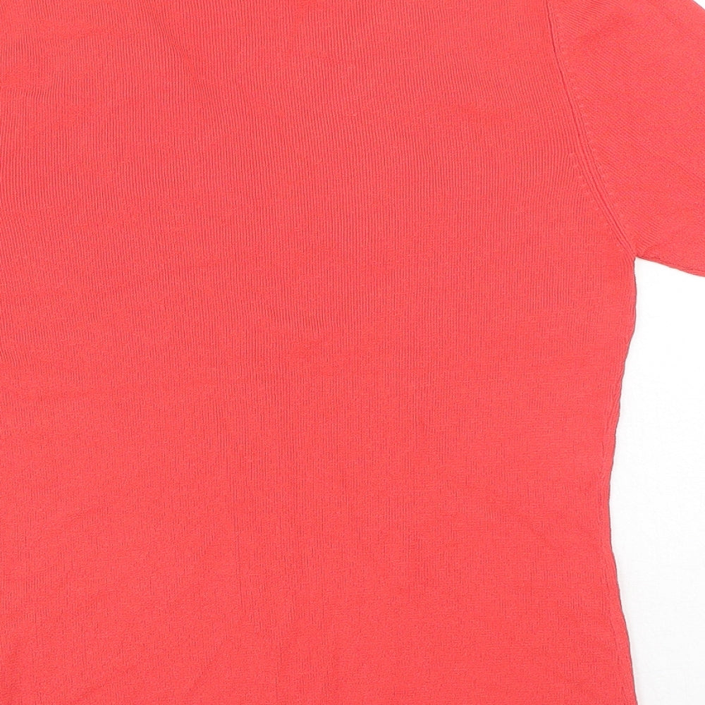 Pure & Natural Womens Red Nylon Basic T-Shirt Size 10 V-Neck