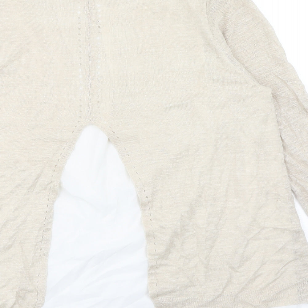 M&Co Womens Beige Round Neck Acrylic Pullover Jumper Size 14