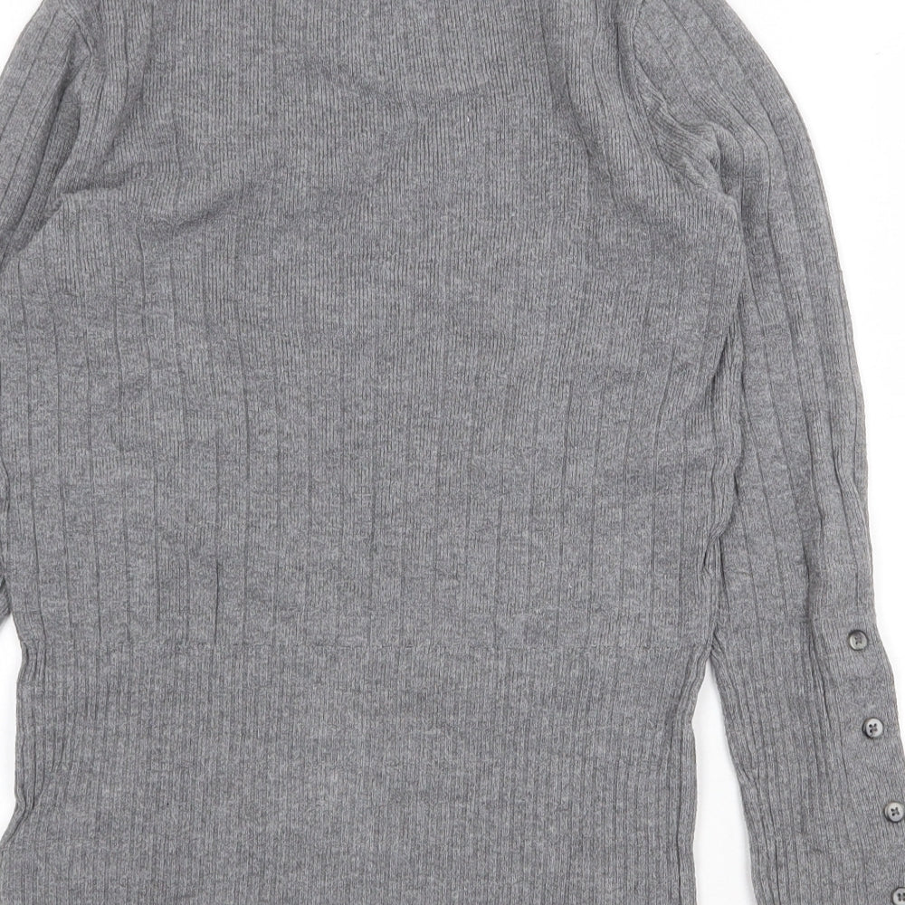 Marks & Spencer Womens Grey High Neck Viscose Pullover Jumper Size 8