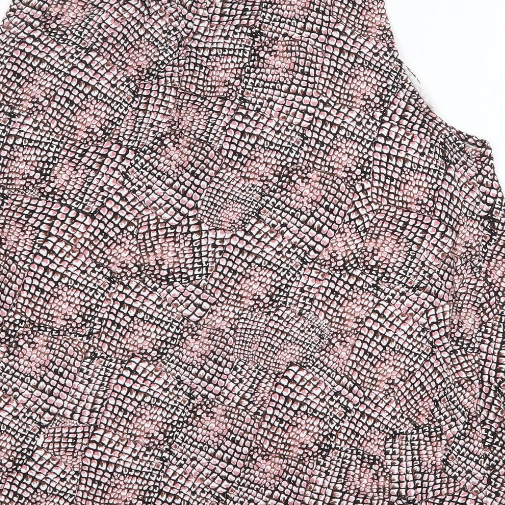 H&M Womens Pink Geometric Polyester Basic Tank Size M Scoop Neck