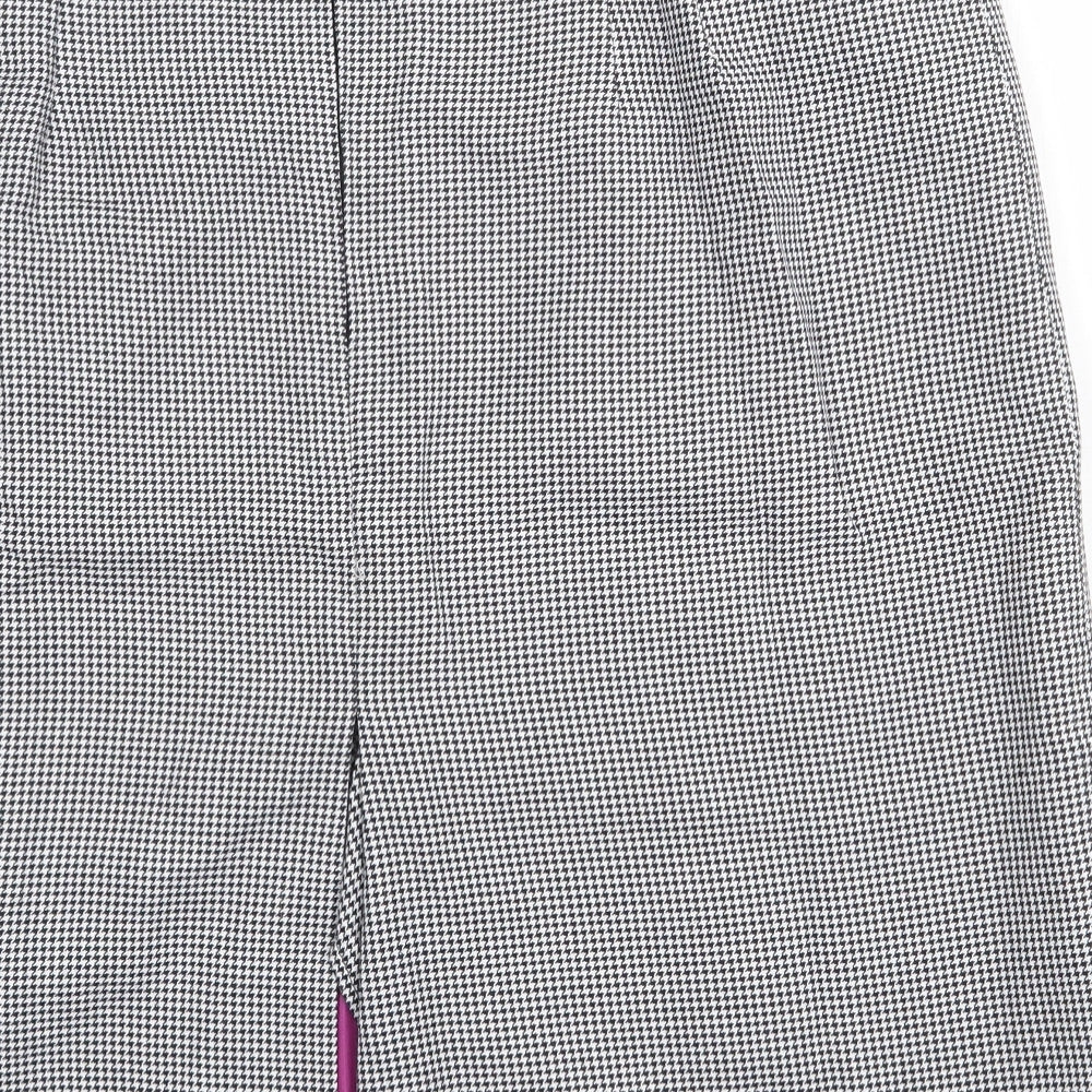Preworn Womens Grey Check Cotton Straight & Pencil Skirt Size 36 in Zip