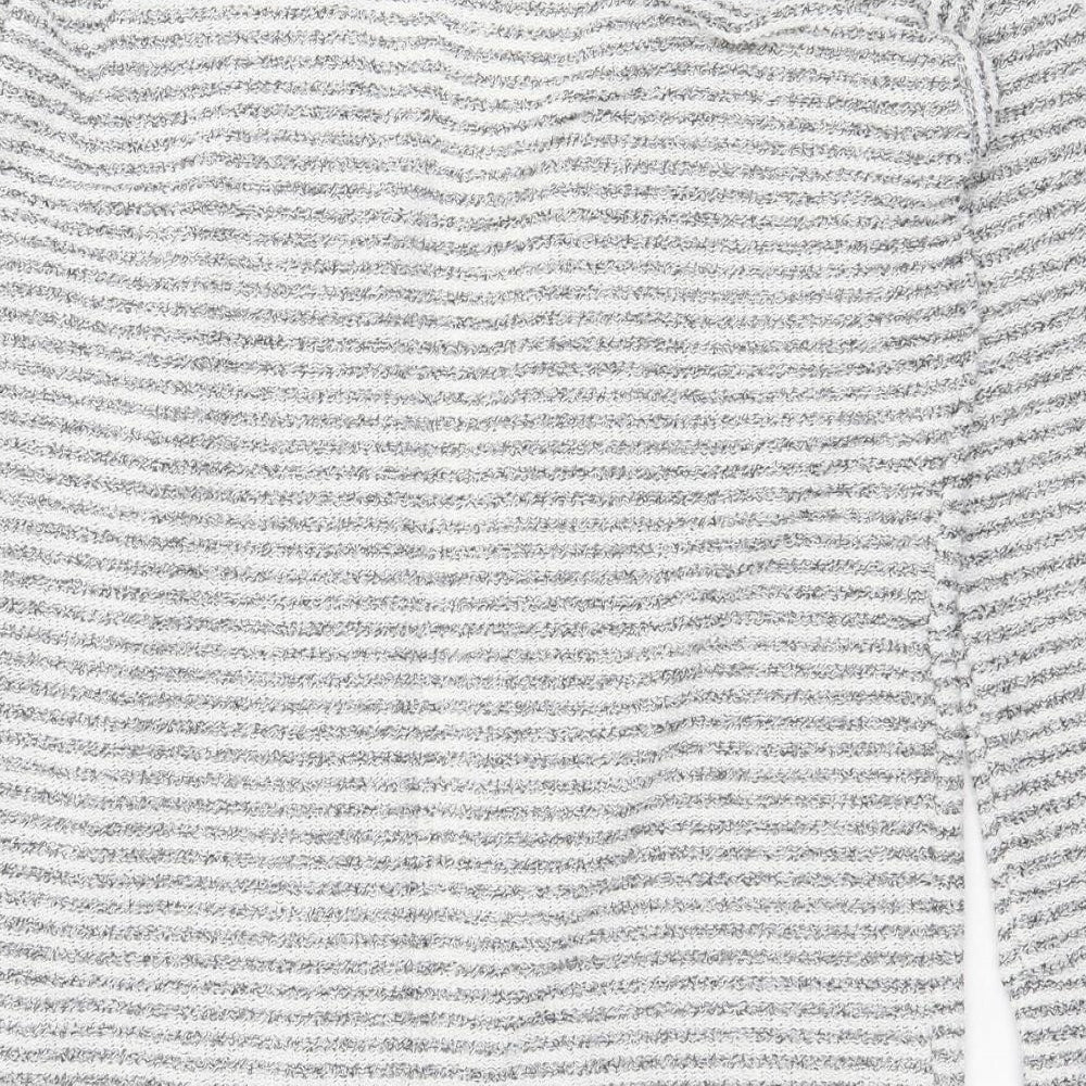 NEXT Womens Grey V-Neck Striped Polyester Cardigan Jumper Size 8