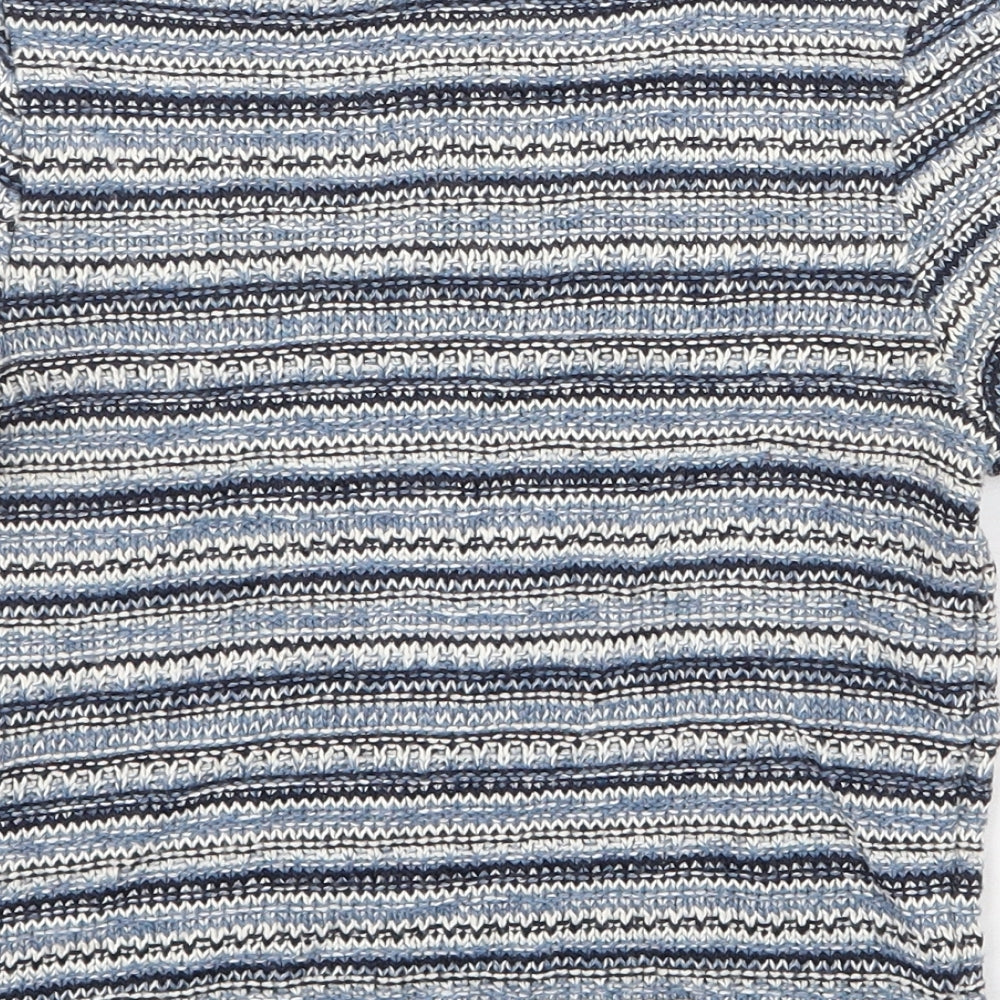River Island Womens Blue Round Neck Striped Acrylic Pullover Jumper Size 8
