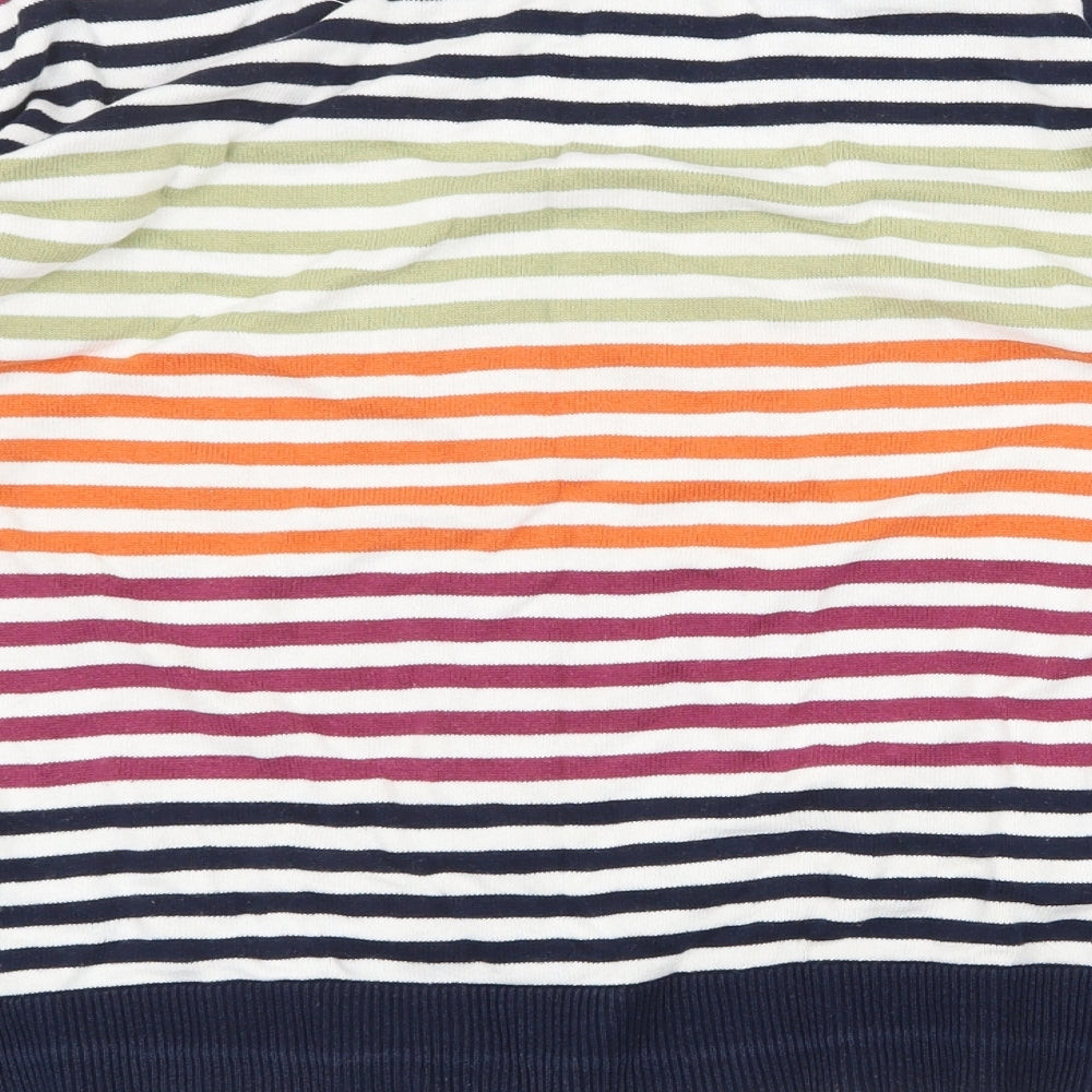 Maine New England Womens Multicoloured Round Neck Striped Cotton Pullover Jumper Size 14