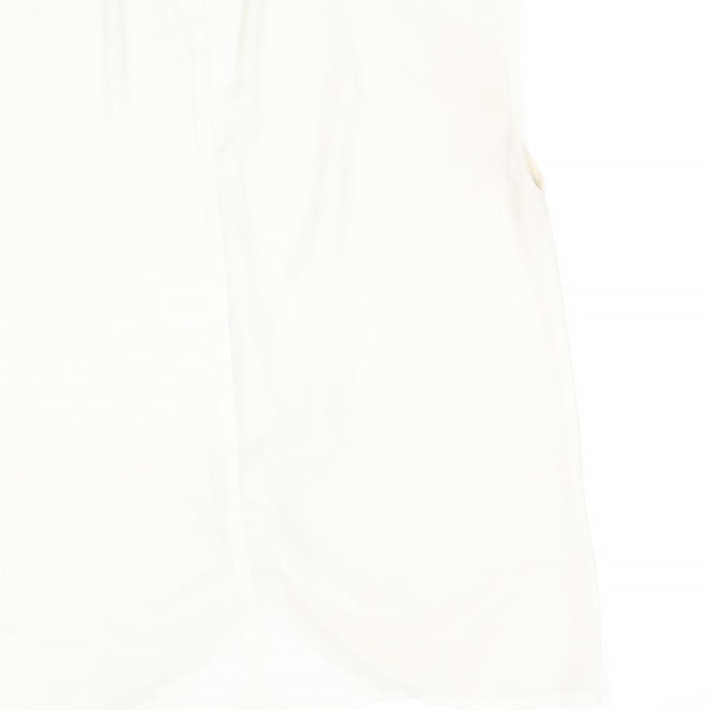 Warehouse Womens White Polyester Basic Blouse Size 12 V-Neck - Knot Front