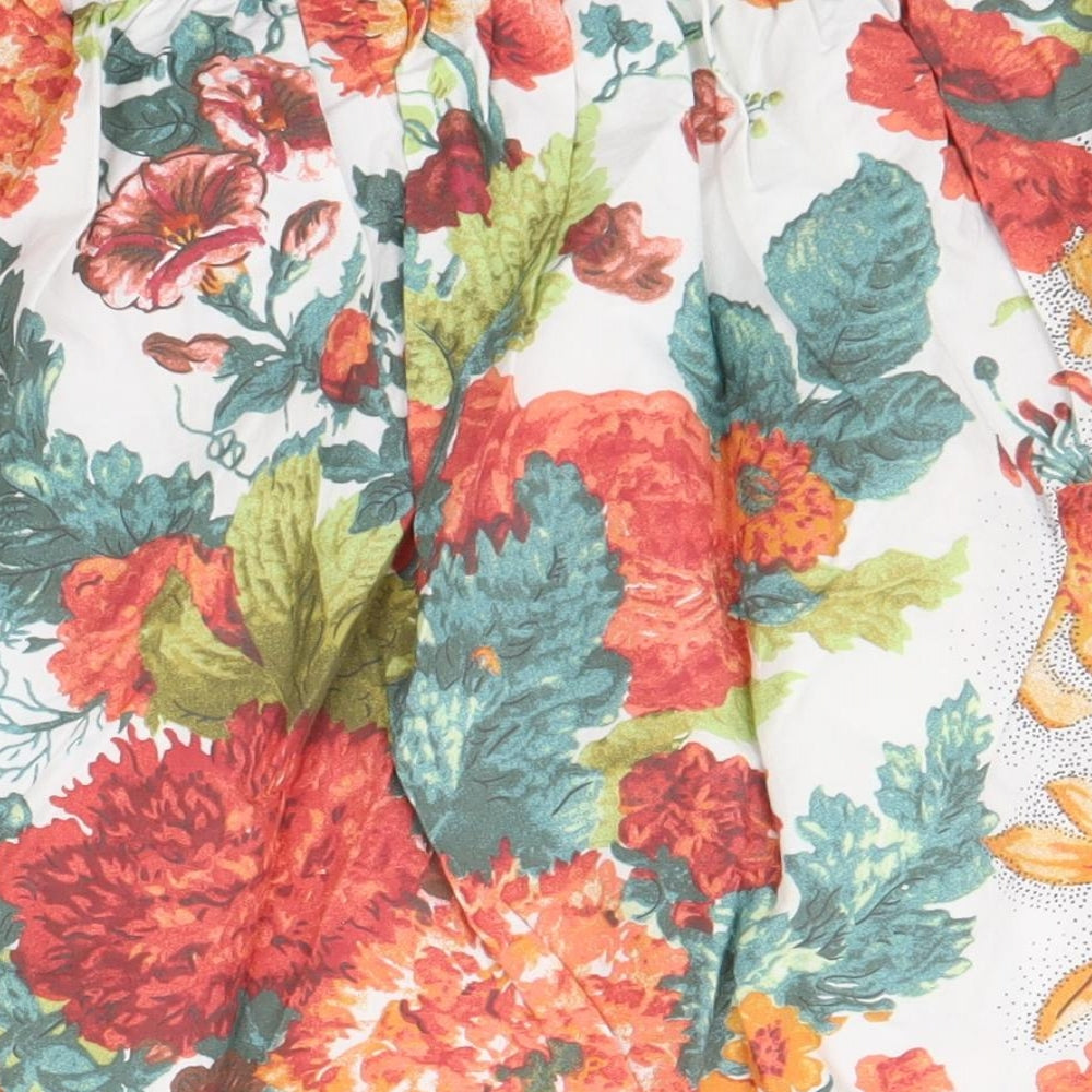 Zara Womens Multicoloured Floral Cotton Straight & Pencil Skirt Size M