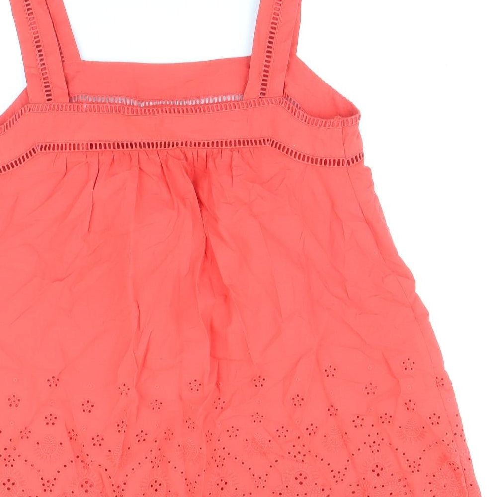 Marks & Spencer Womens Red 100% Cotton Basic Tank Size 6 Square Neck