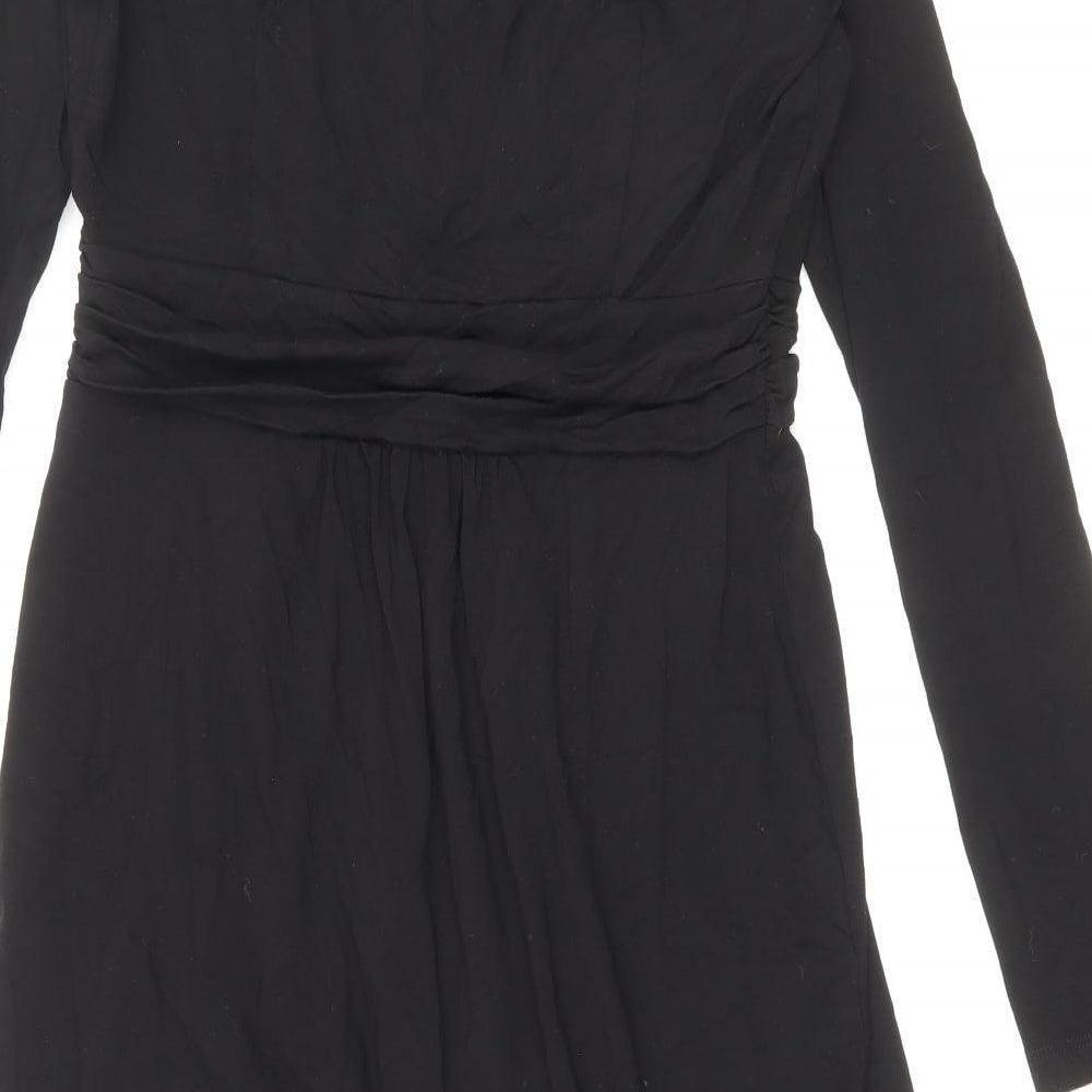 Preworn Womens Black Polyester Sheath Size 10 V-Neck Pullover