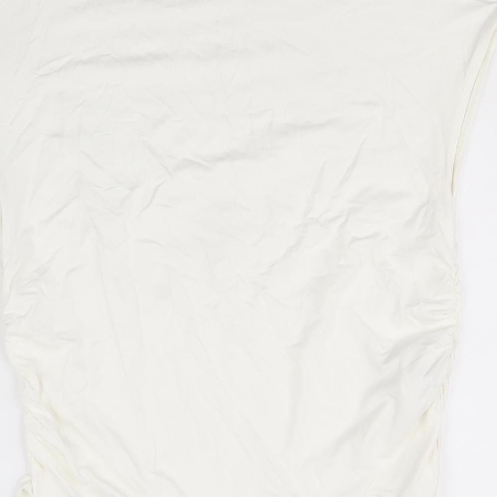 Stradivarius Womens White Viscose Basic Blouse Size XL Mock Neck