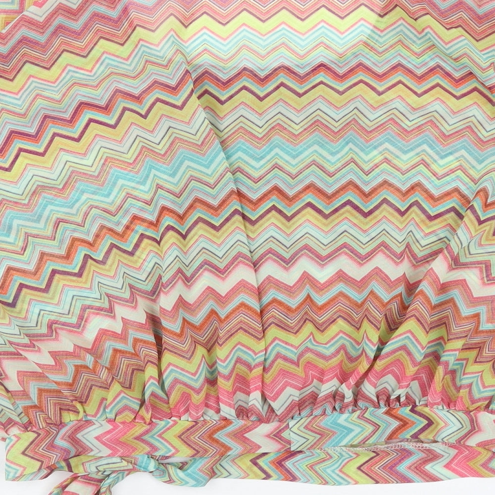 Atmosphere Womens Multicoloured Geometric Polyester Basic Blouse Size 8 Square Neck - Side Tie Detail