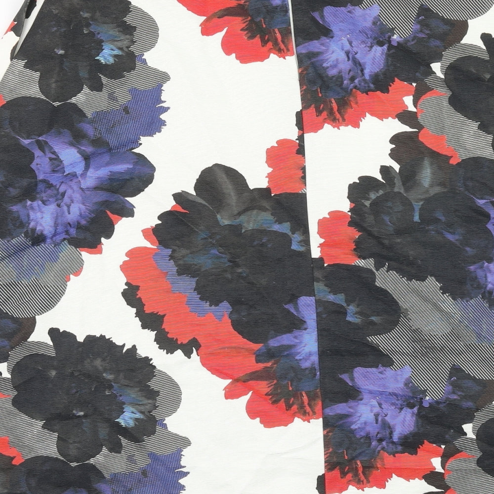 Warehouse Womens Multicoloured Floral Cotton Swing Skirt Size 10 Zip