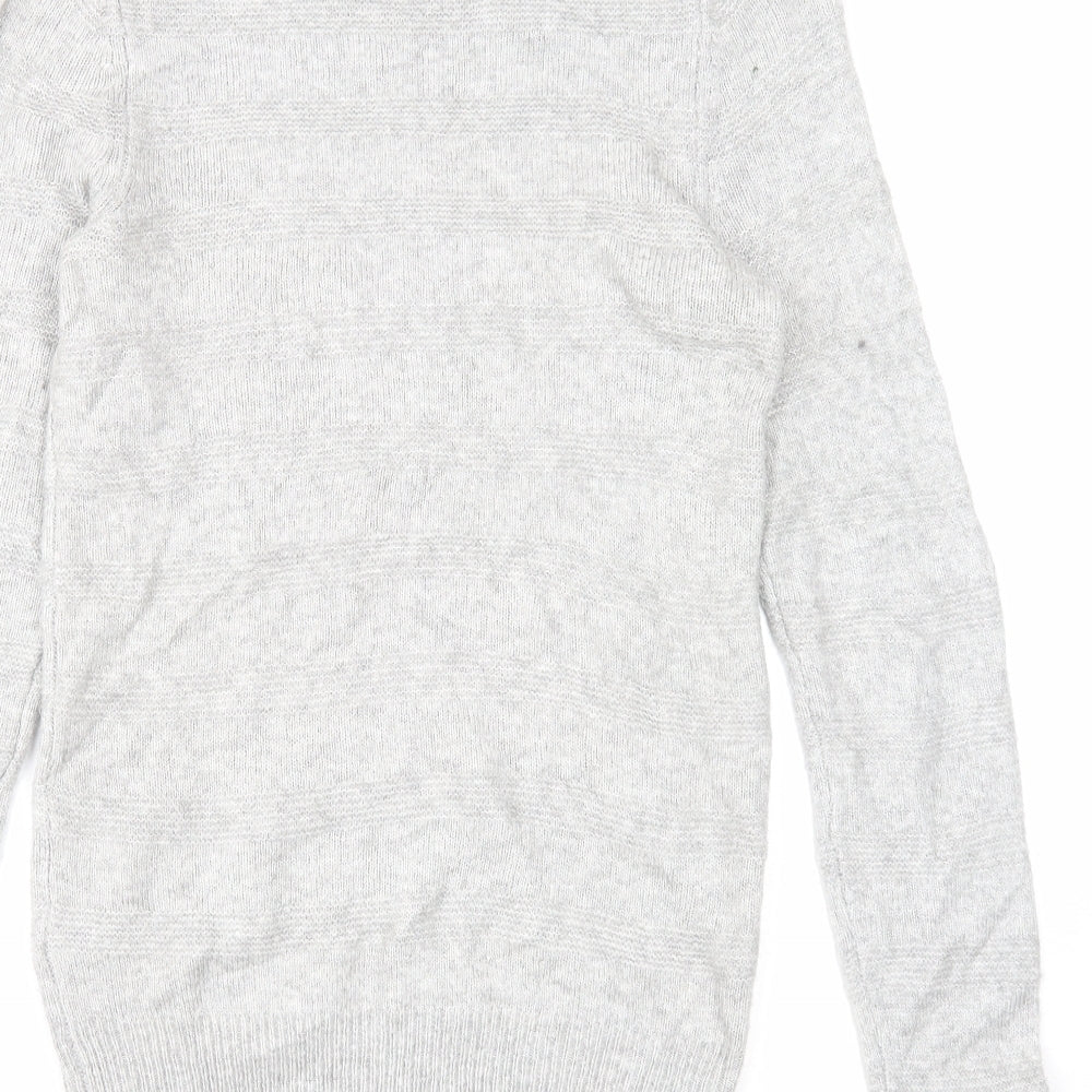 Marks & Spencer Mens Grey Round Neck Acrylic Pullover Jumper Size S Long Sleeve
