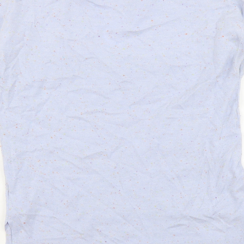 NEXT Womens Blue V-Neck Nylon Pullover Jumper Size S