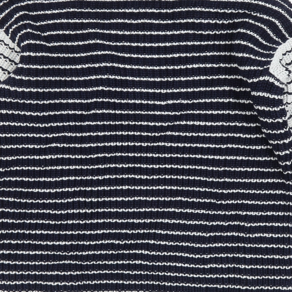Marks & Spencer Womens Blue Boat Neck Striped Cotton Pullover Jumper Size S