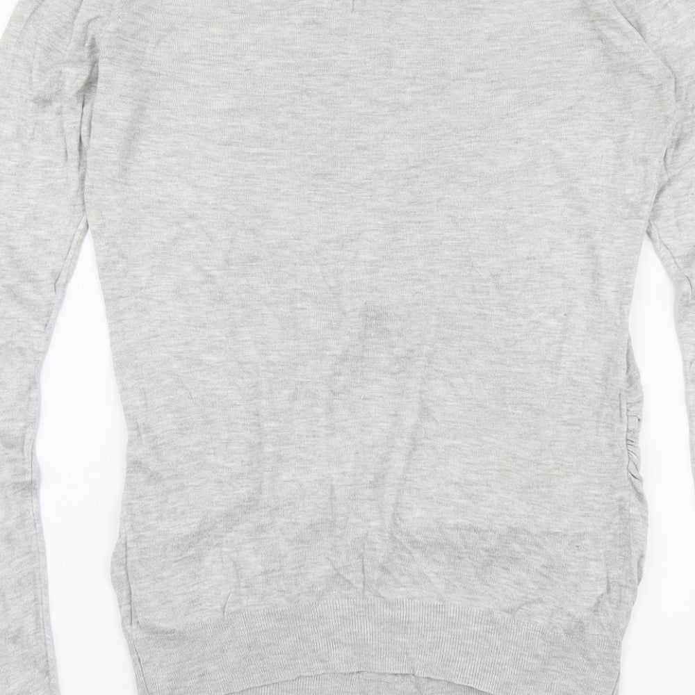 H&M Womens Grey Round Neck Acrylic Pullover Jumper Size M - Love Heart
