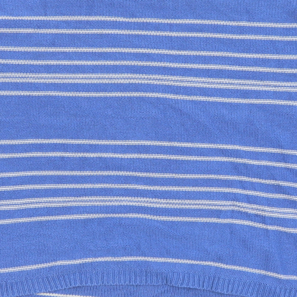 FOREVER 21 Womens Blue Round Neck Striped Cotton Pullover Jumper Size S