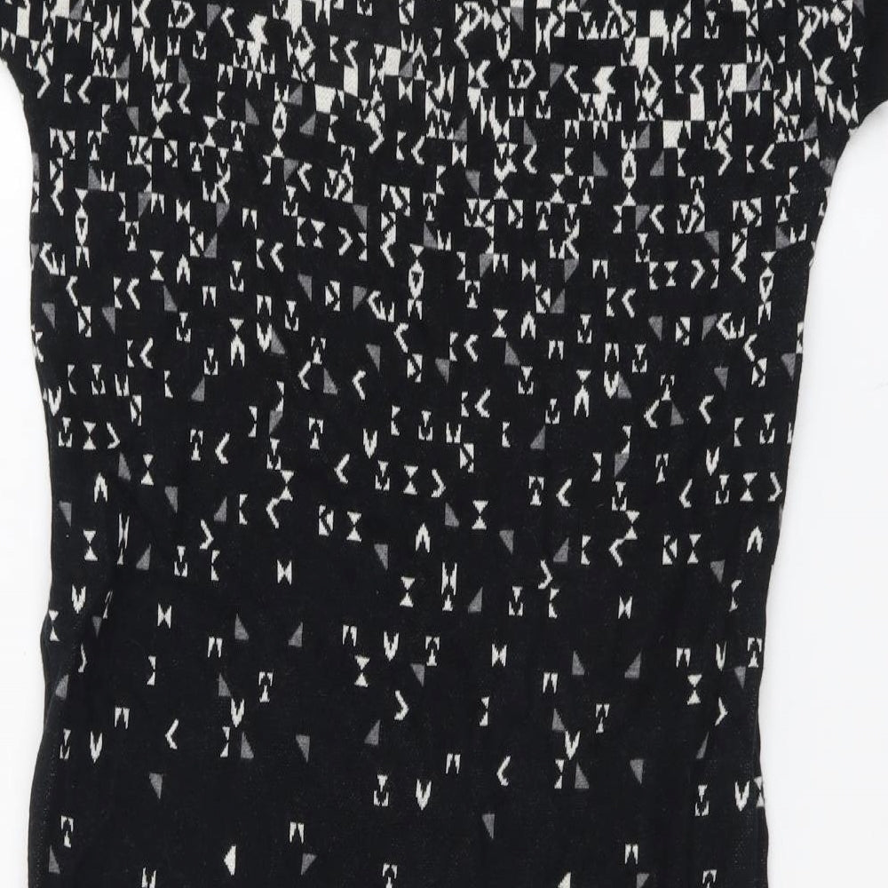 Gap Womens Black Geometric Cotton Shift Size S V-Neck Pullover