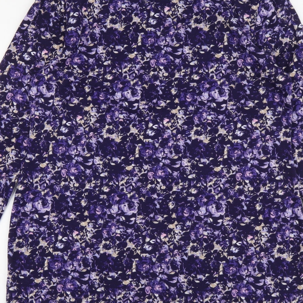 Marks & Spencer Womens Purple Round Neck Geometric Acrylic Pullover Jumper Size 14