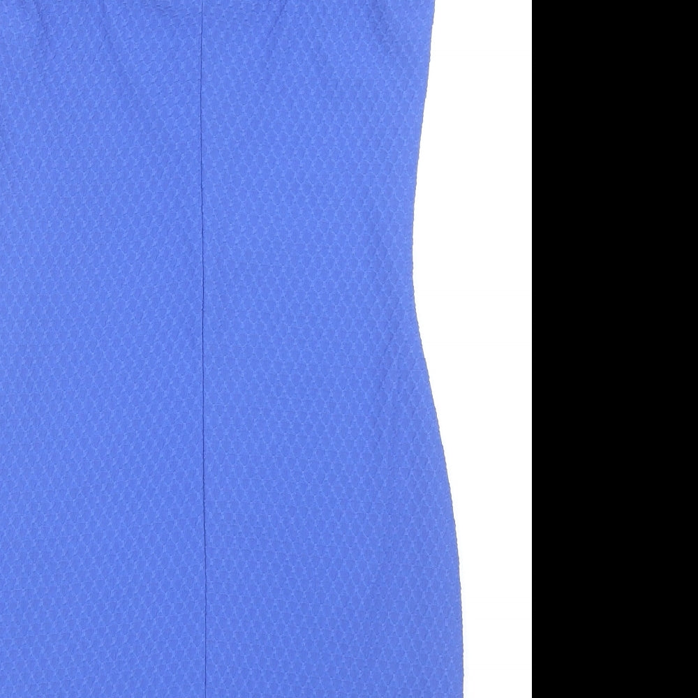 Miss Selfridge Womens Blue Polyester Bodycon Size 14 V-Neck Pullover