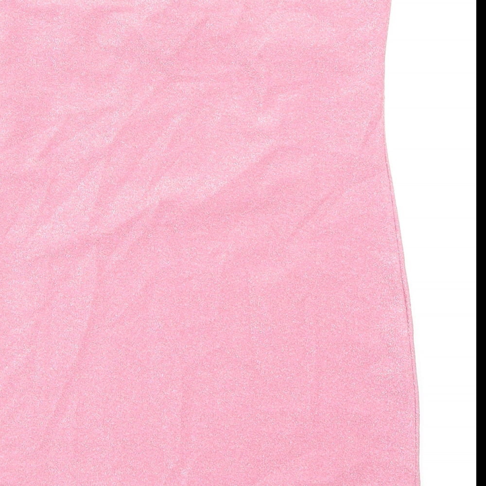 Divided by H&M Womens Pink Polyester Bodycon Size M Off the Shoulder Pullover