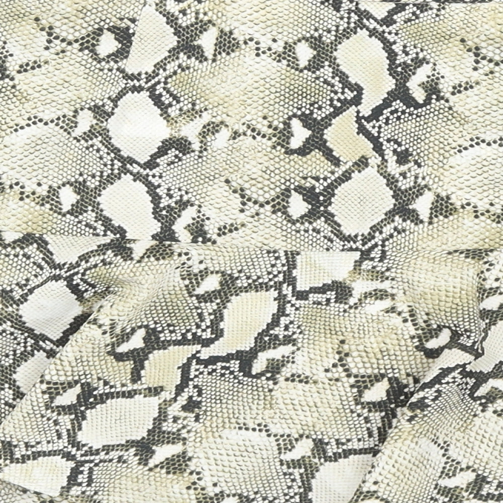 Zara Womens Beige Animal Print Polyester Skort Size M Zip - Snakeskin Pattern