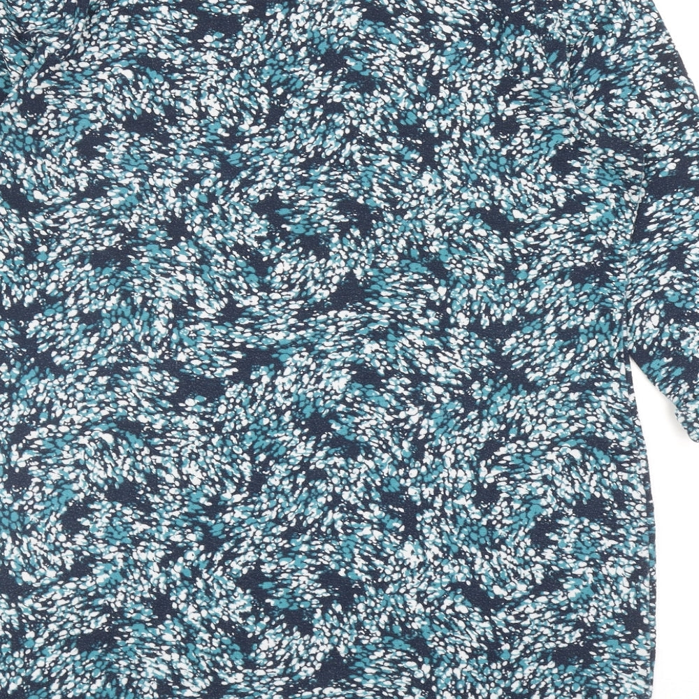 Marks & Spencer Womens Blue Boat Neck Geometric Polyester Pullover Jumper Size 16