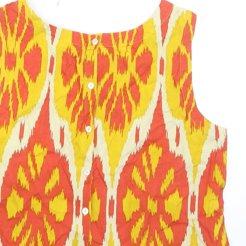 MAX Womens Multicoloured Geometric Viscose Cropped Tank Size L Boat Neck