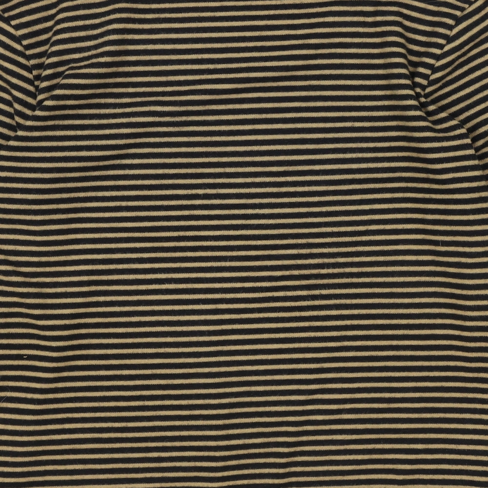 TIGI Womens Brown Striped Polyester Basic Blouse Size 12 Scoop Neck - Size 12-14