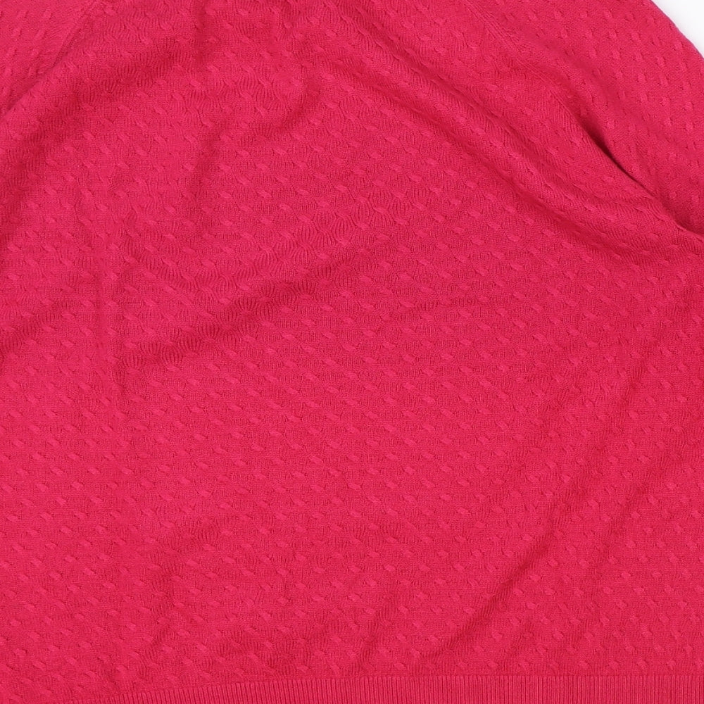 Marks & Spencer Womens Pink Scoop Neck Acrylic Pullover Jumper Size 16