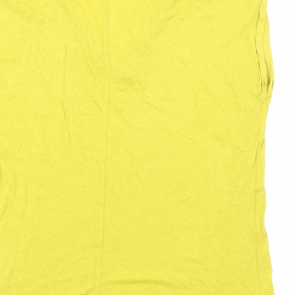 Monsoon Womens Yellow Viscose Basic T-Shirt Size S V-Neck