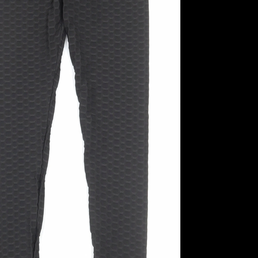 Preworn Womens Black Geometric Polyamide Compression Leggings Size S Regular Pullover