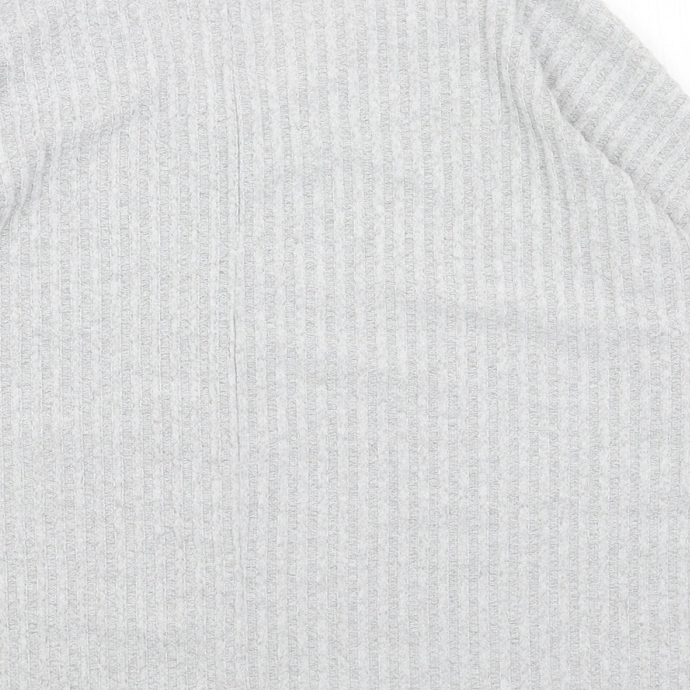 New Look Womens Grey V-Neck Polyester Pullover Jumper Size S