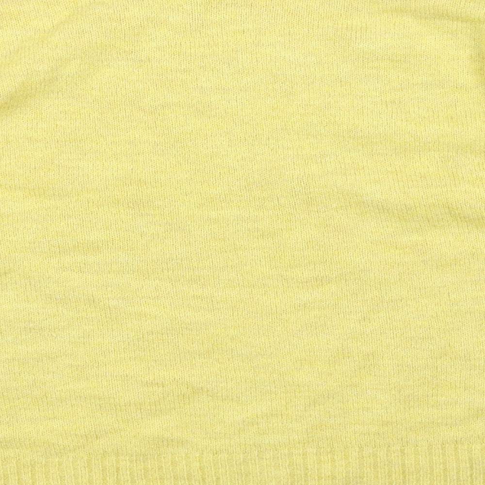 NEXT Womens Yellow Boat Neck Geometric Acrylic Pullover Jumper Size L - Hearts