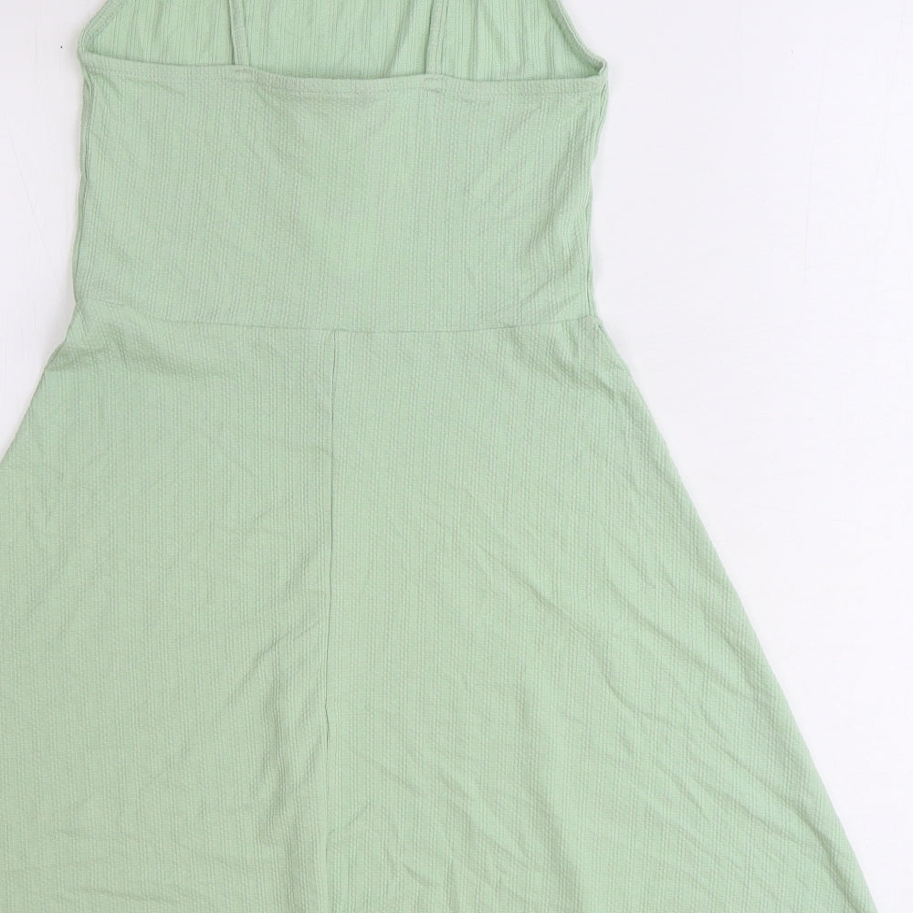 New Look Womens Green Polyester Fit & Flare Size 10 Square Neck Pullover