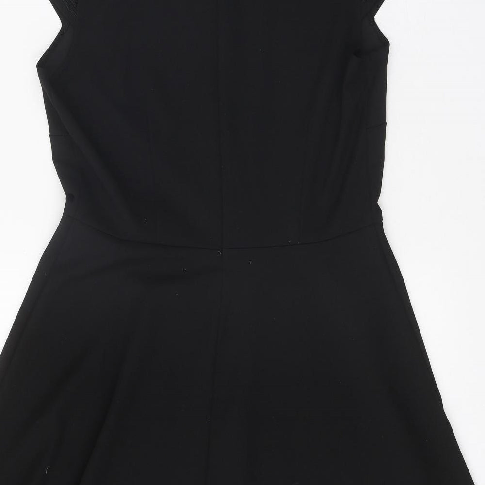 H&M Womens Black Polyester Fit & Flare Size M Round Neck Zip