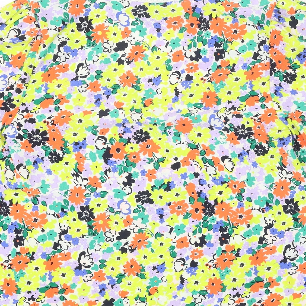 Marks & Spencer Womens Multicoloured Floral Polyester Basic Blouse Size 8 Round Neck