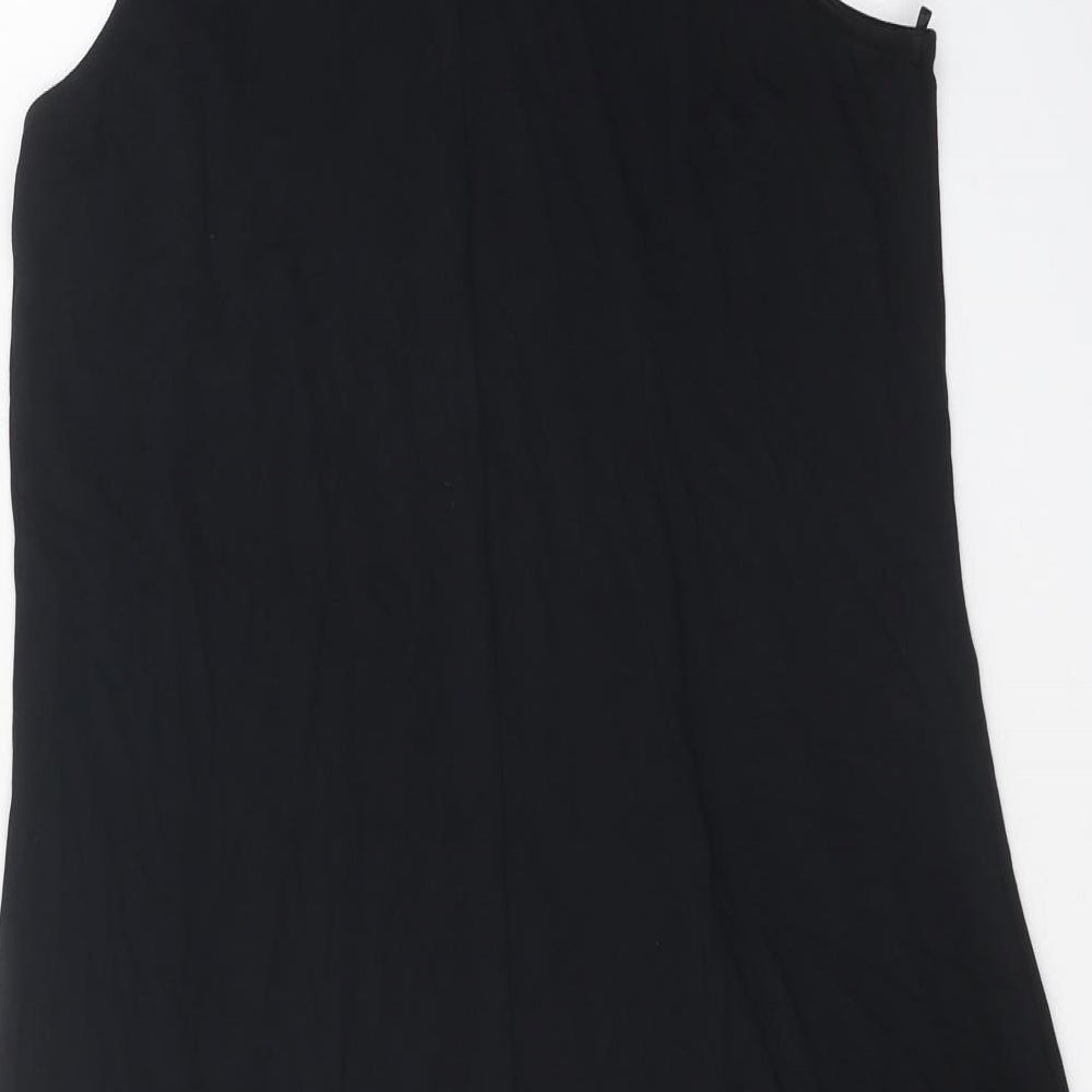 Marks & Spencer Womens Black Viscose Tank Dress Size 8 Boat Neck Pullover