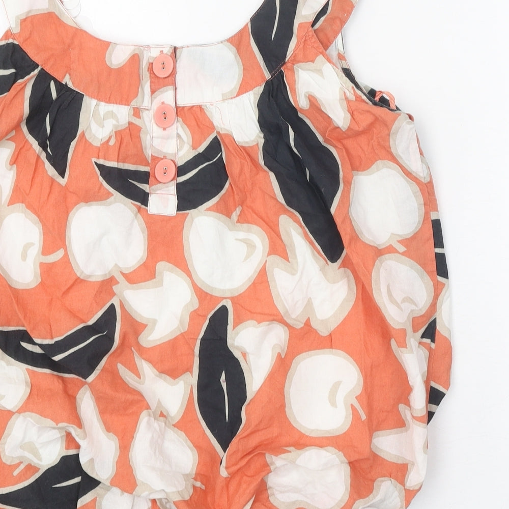 River Island Womens Orange Floral 100% Cotton Basic Tank Size 10 Scoop Neck - Elastic Hem