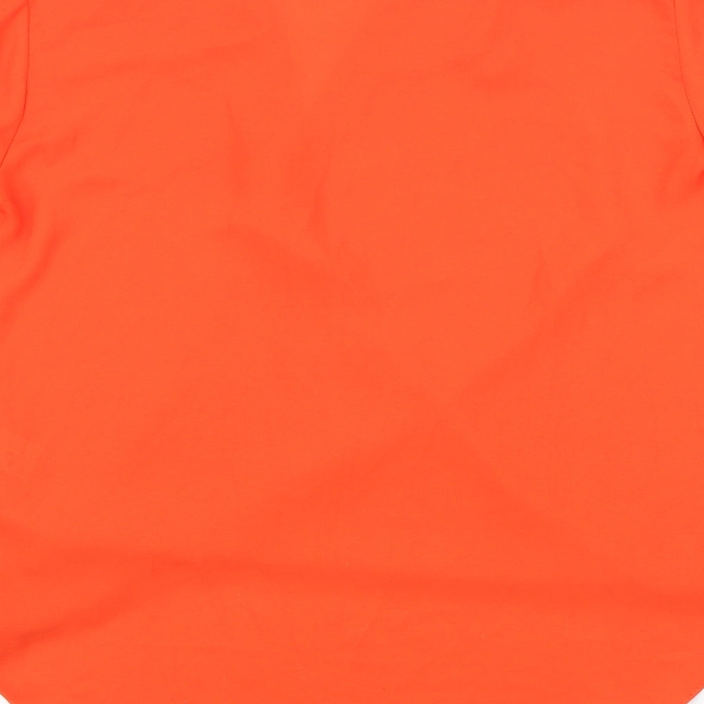 Dorothy Perkins Womens Orange 100% Cotton Basic Blouse Size 8 V-Neck