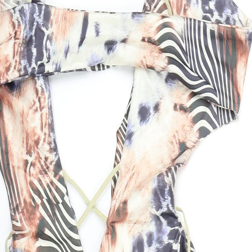 Preworn Womens Multicoloured Geometric Polyester Mini Size S Halter Pullover