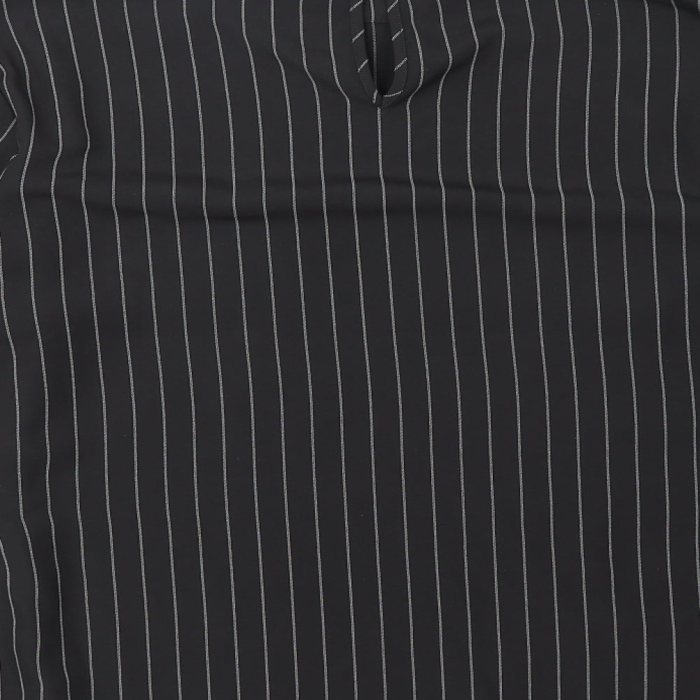 Pieces Womens Black Striped Polyester Basic Blouse Size XL Mock Neck