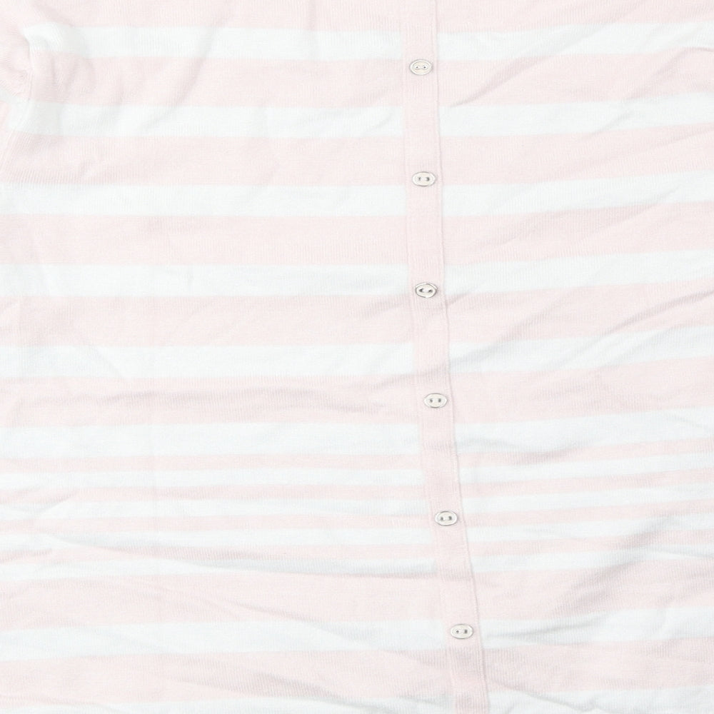 M&Co Womens Pink Boat Neck Striped Viscose Pullover Jumper Size 18