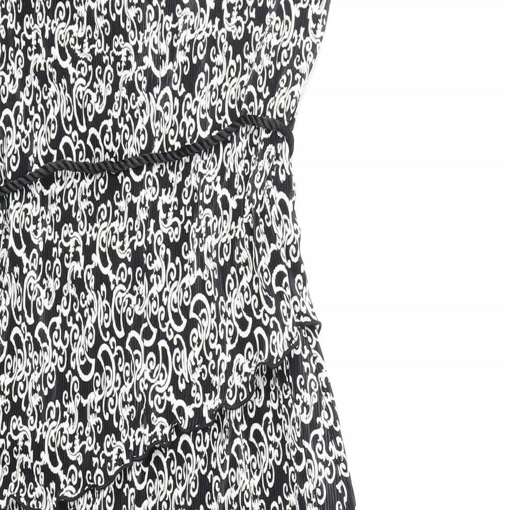 Dressbarn Womens Black Geometric Polyester Pencil Dress Size 8 Off the Shoulder Pullover
