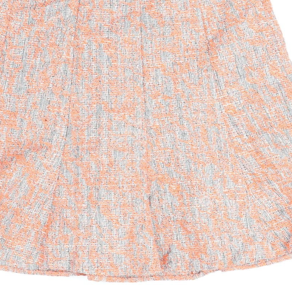 Marks & Spencer Womens Orange Polyester Skater Skirt Size 8 Zip