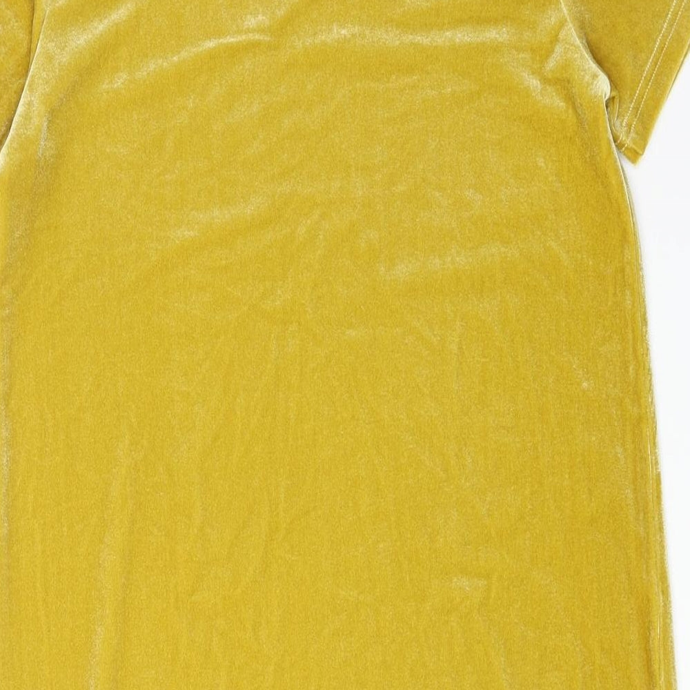 Joy Womens Green Polyester T-Shirt Dress Size 10 Mock Neck Pullover