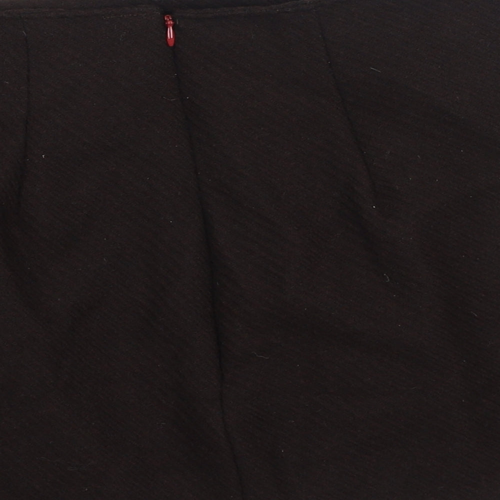 Preworn Womens Brown Cotton Mini Skirt Size 30 in Zip