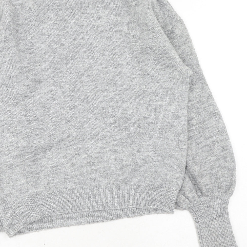 VERO MODA Womens Grey High Neck Polyester Pullover Jumper Size XS