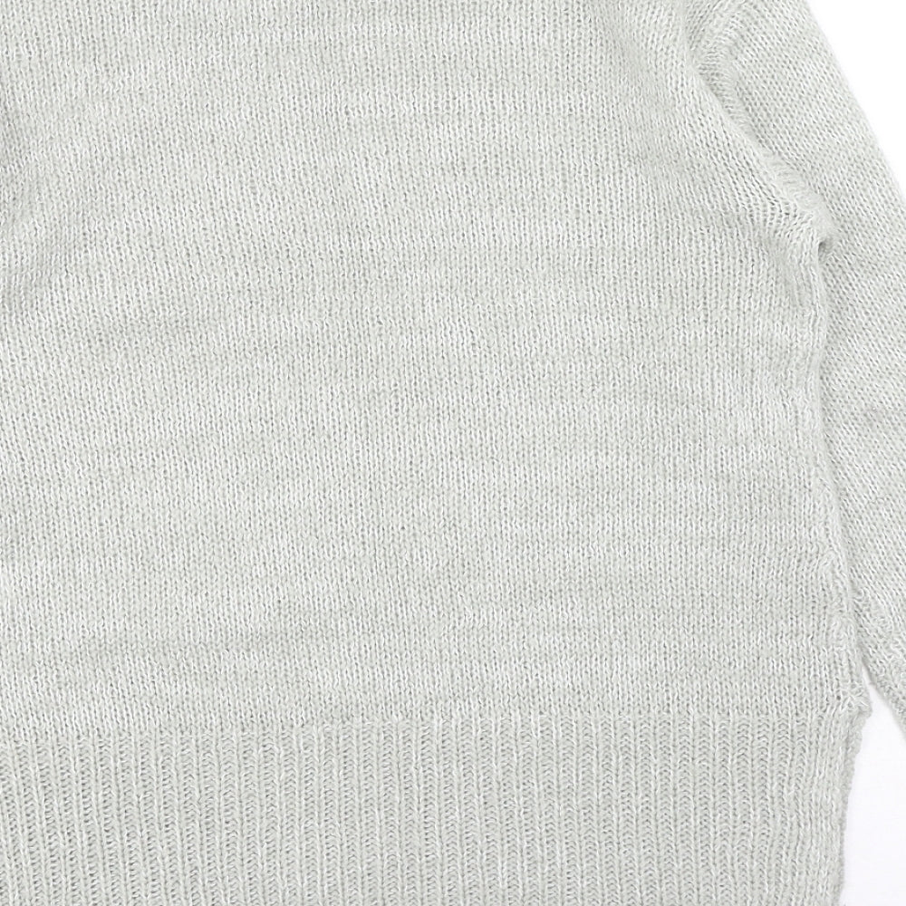 New Look Womens Grey Round Neck Acrylic Pullover Jumper Size S