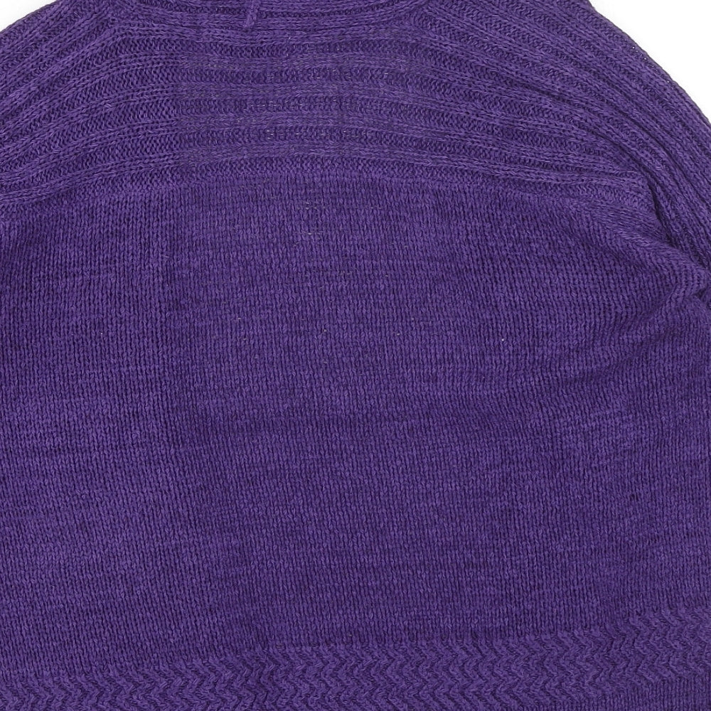 Marks & Spencer Womens Purple V-Neck Acrylic Shrug Jumper Size 12